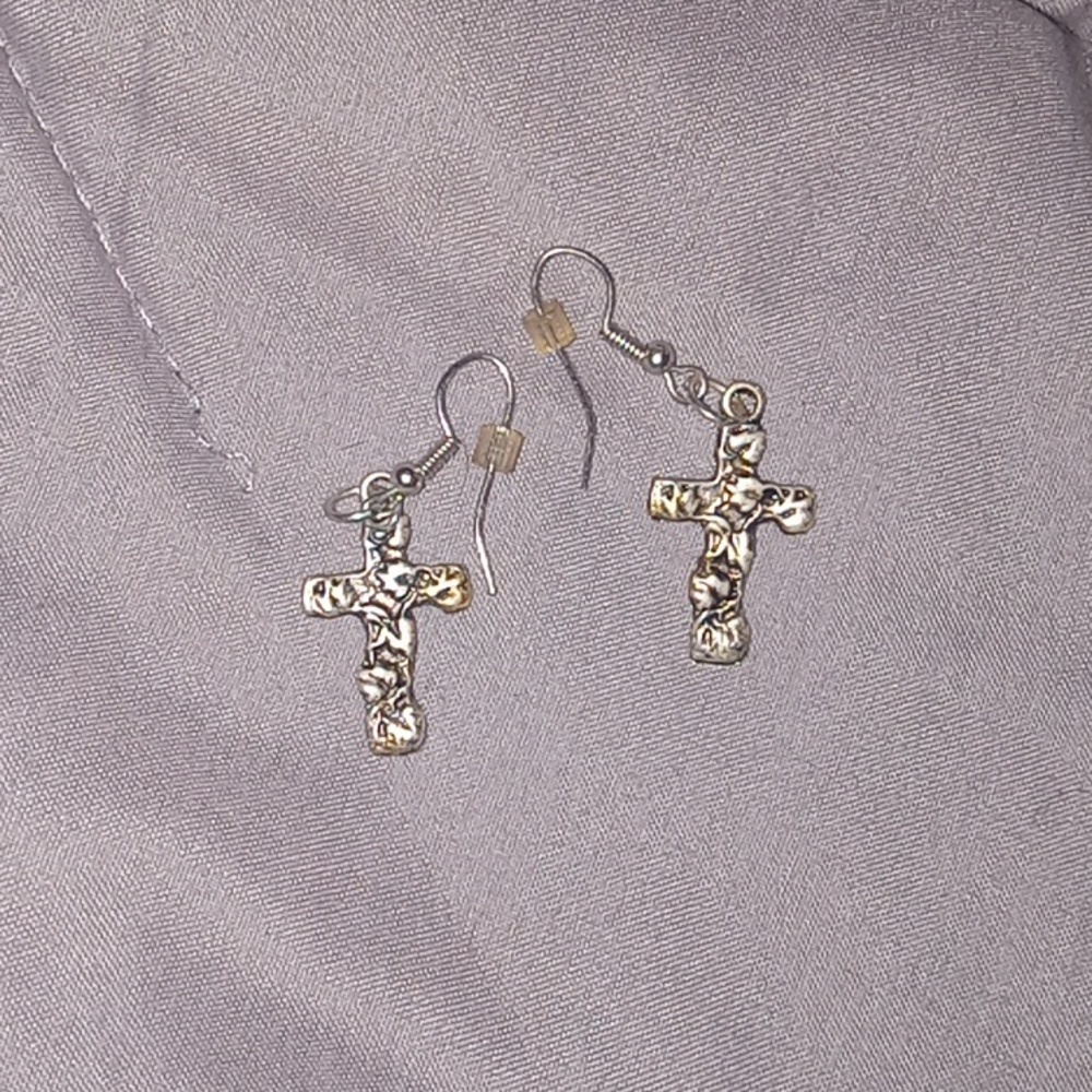Sterling silver cross  dangle earings